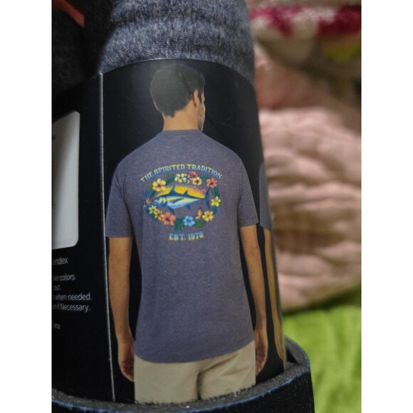 Chaps Mens Navy Blue Short Sleeve Performance Graphic T-Shirt & Coozy - Picture 2 of 8